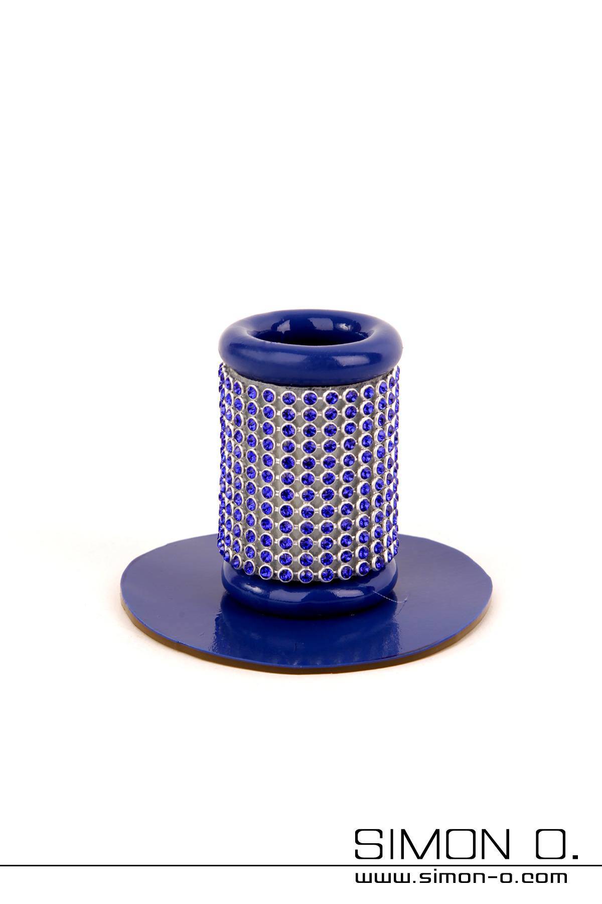 Blauer Swarovski Tubus für Latexmasken - Halter für Haarteile. Blauer Swarovski Tubus für Latexmasken - Halter für Haarteile.