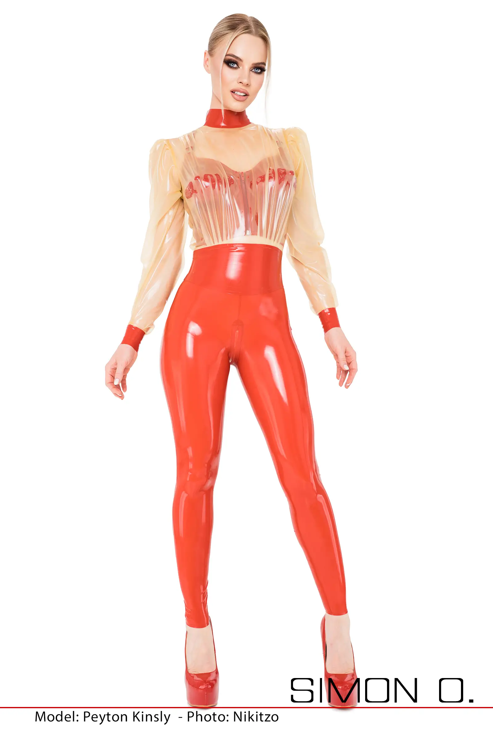 Latex Catsuit mit Blusen Oberteil