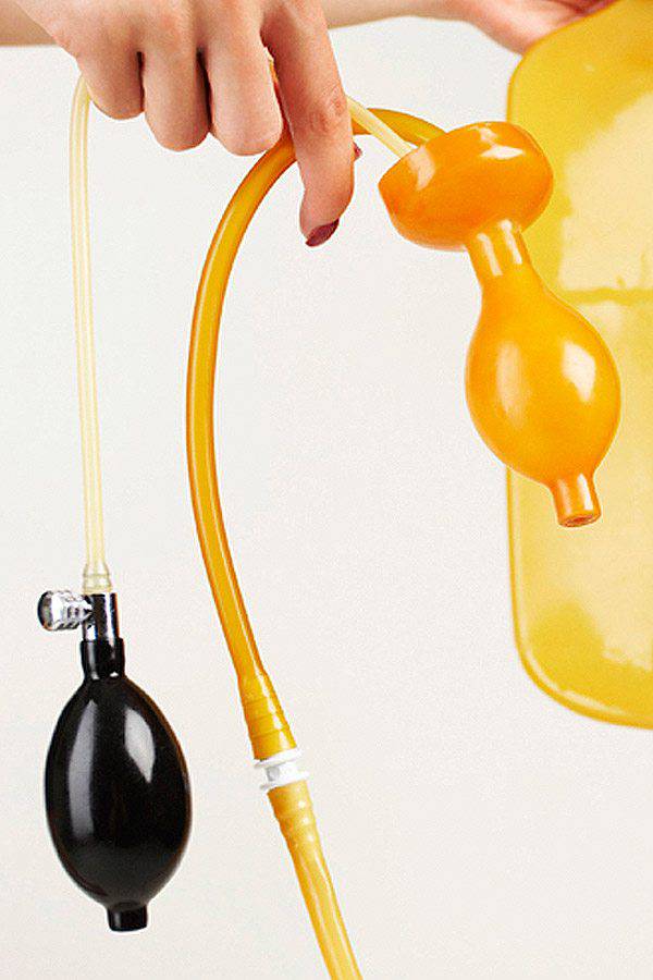 Inflatable latex enema plug in transparent Inflatable latex enema plug in transparent