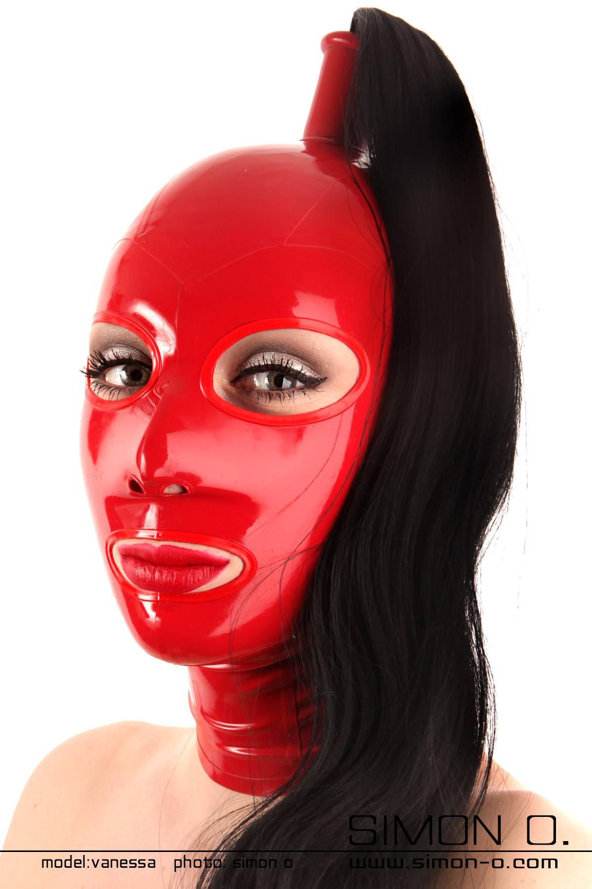 Haarteil für Latex Maske in Rot