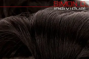 Détail de cheveux artificiels en noir Détail de cheveux artificiels en noir