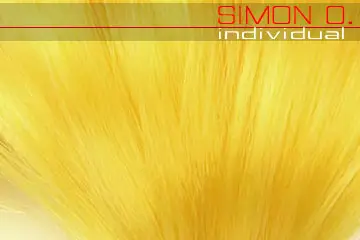 Détail de cheveux artificiels en jaune Détail de cheveux artificiels en jaune
