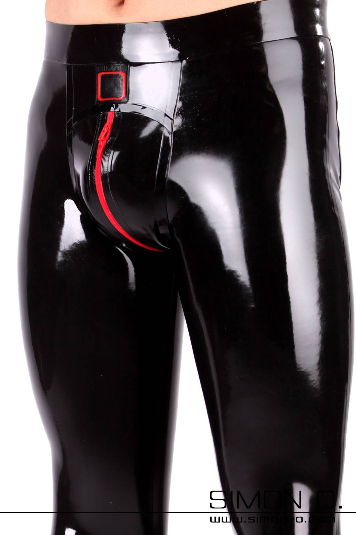 Herren Latex Leggings mit Zipp im Schritt Latex Leggings mit verstärktem Bund und Zipp im Schrittbereich. Genitalbereich anatomisch ausgeformt