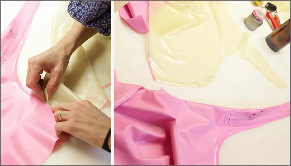 Arbeitsschritt von Latex Kleidung Produktion