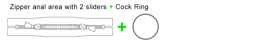 Anal zipper with crotch ring for latex clothing Anal zipper with crotch ring