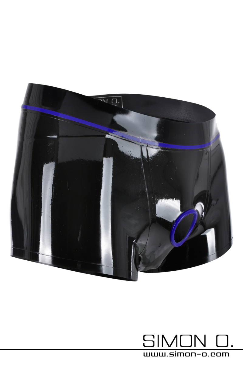 Men Latex Shorts with Cock Ring Shiny latex shorts for men with built-in cock ring