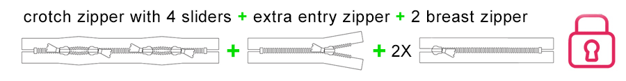 Lockable zipper for latex bondage catsuit lockable zipper