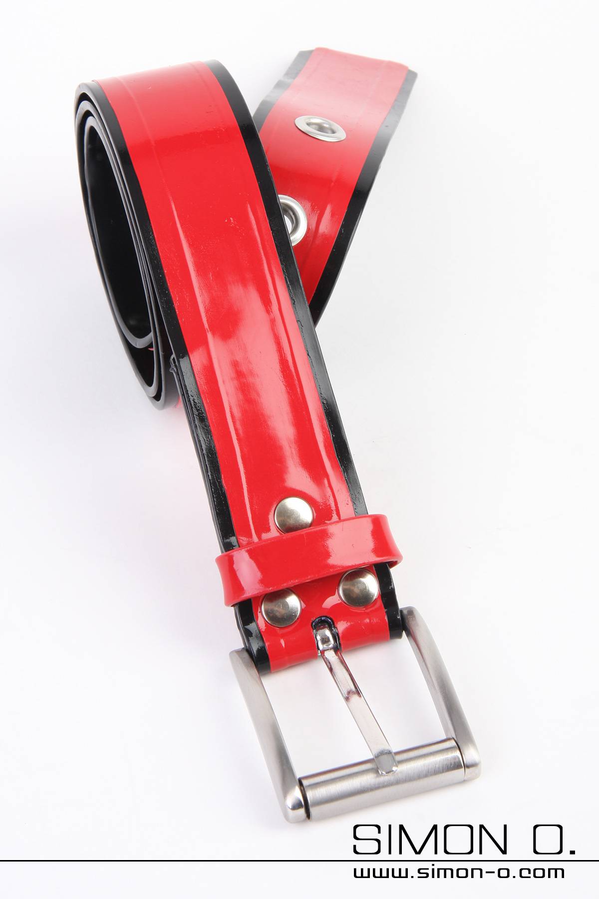 Latex Belt black red Latex belt with buckle made of thick latex two-tone black and red