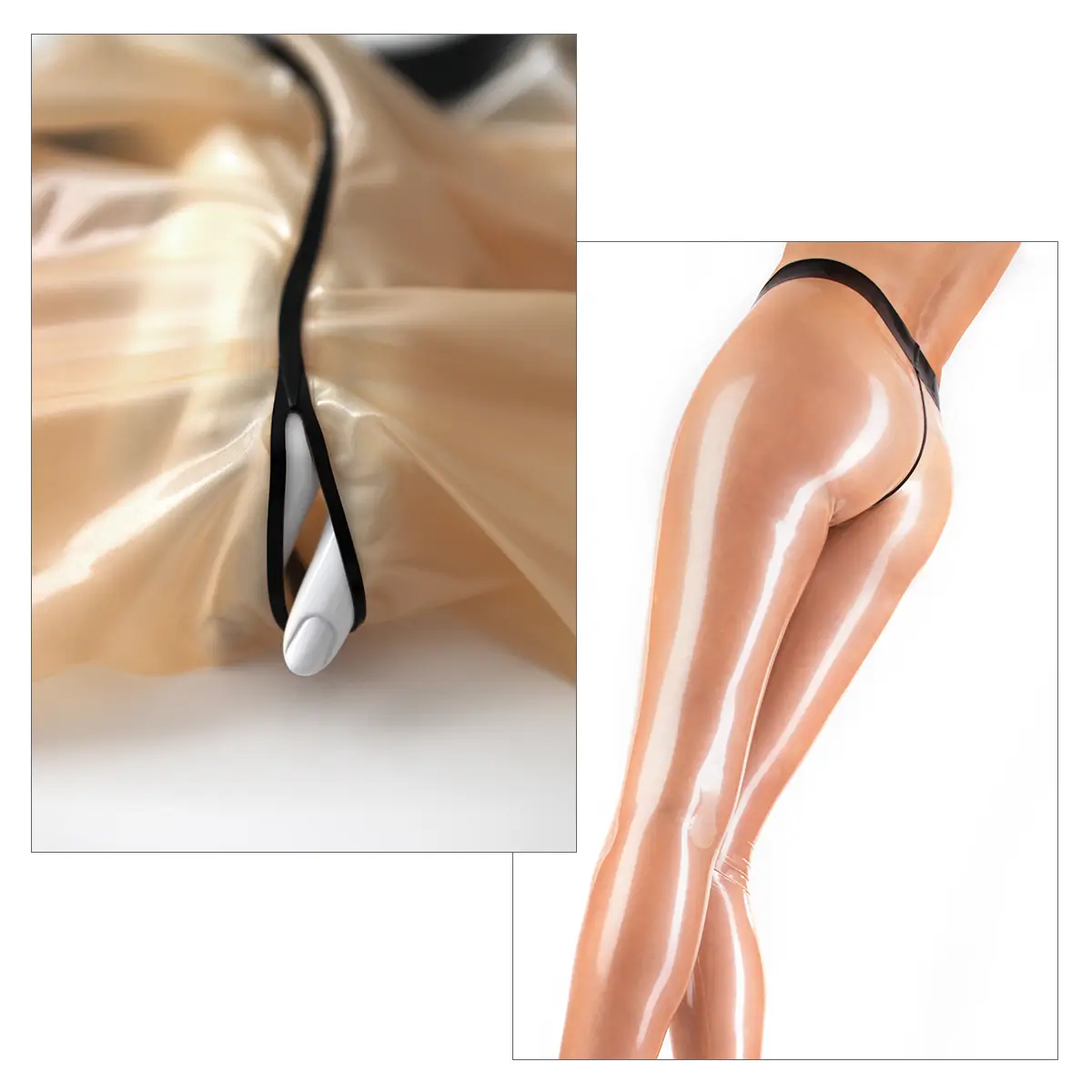 Durchsichtige Latex Strumpfhose im Schritt offen