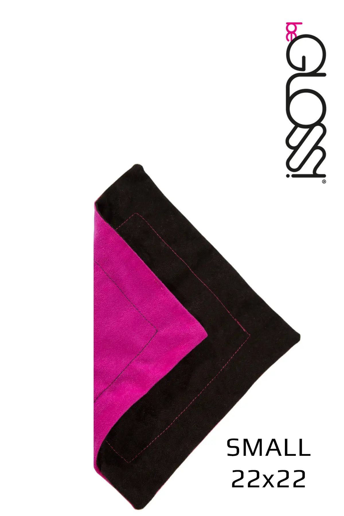 Small polishing cloth for a perfect shine on latex clothing from beGloss Small polishing cloth in black with pink for a perfect shine on latex clothing from beGloss