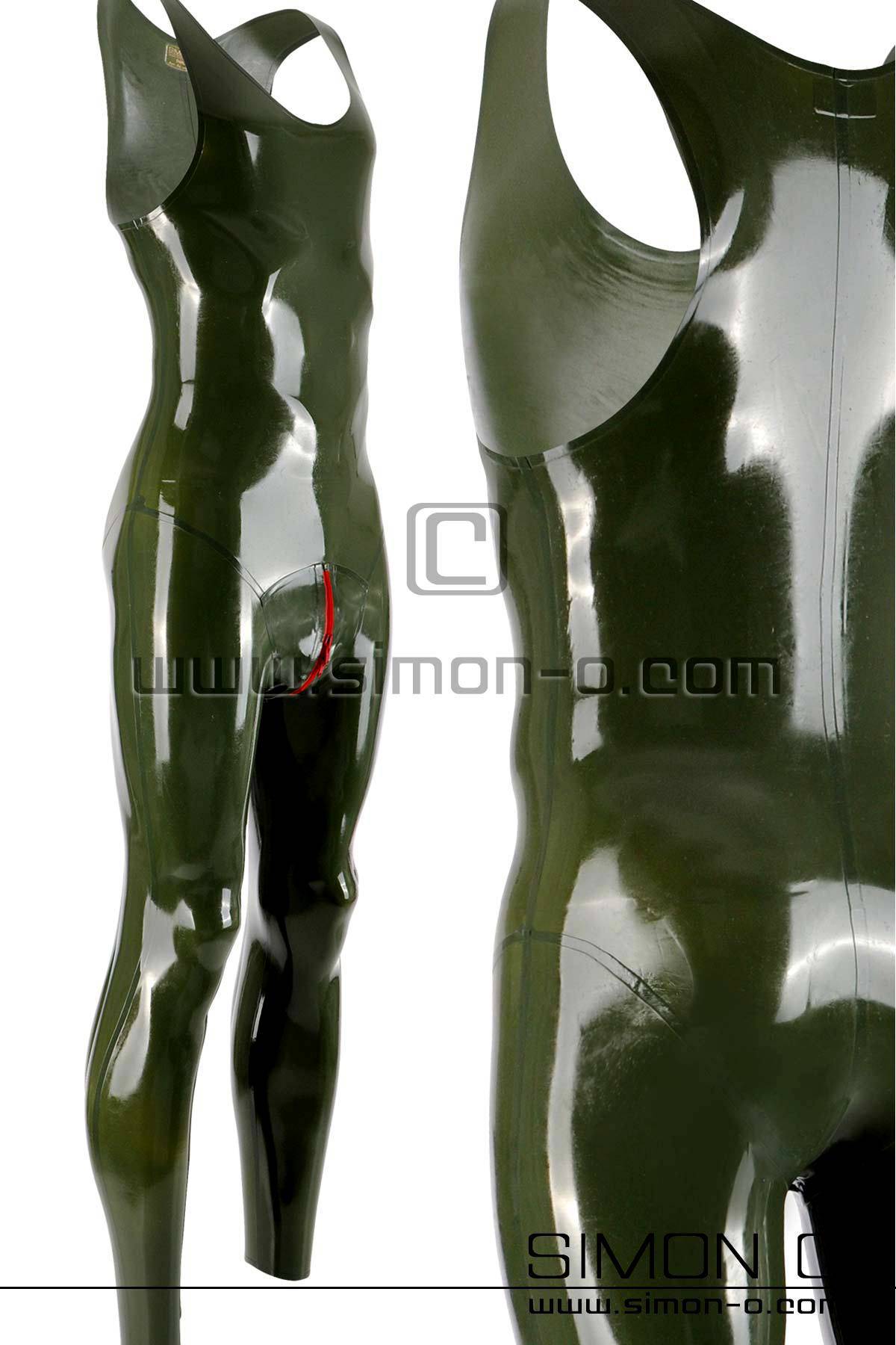 LatexaDrawstring with round neckline LatexaCrew neck pullover in olive green for men with zip at the crotch
