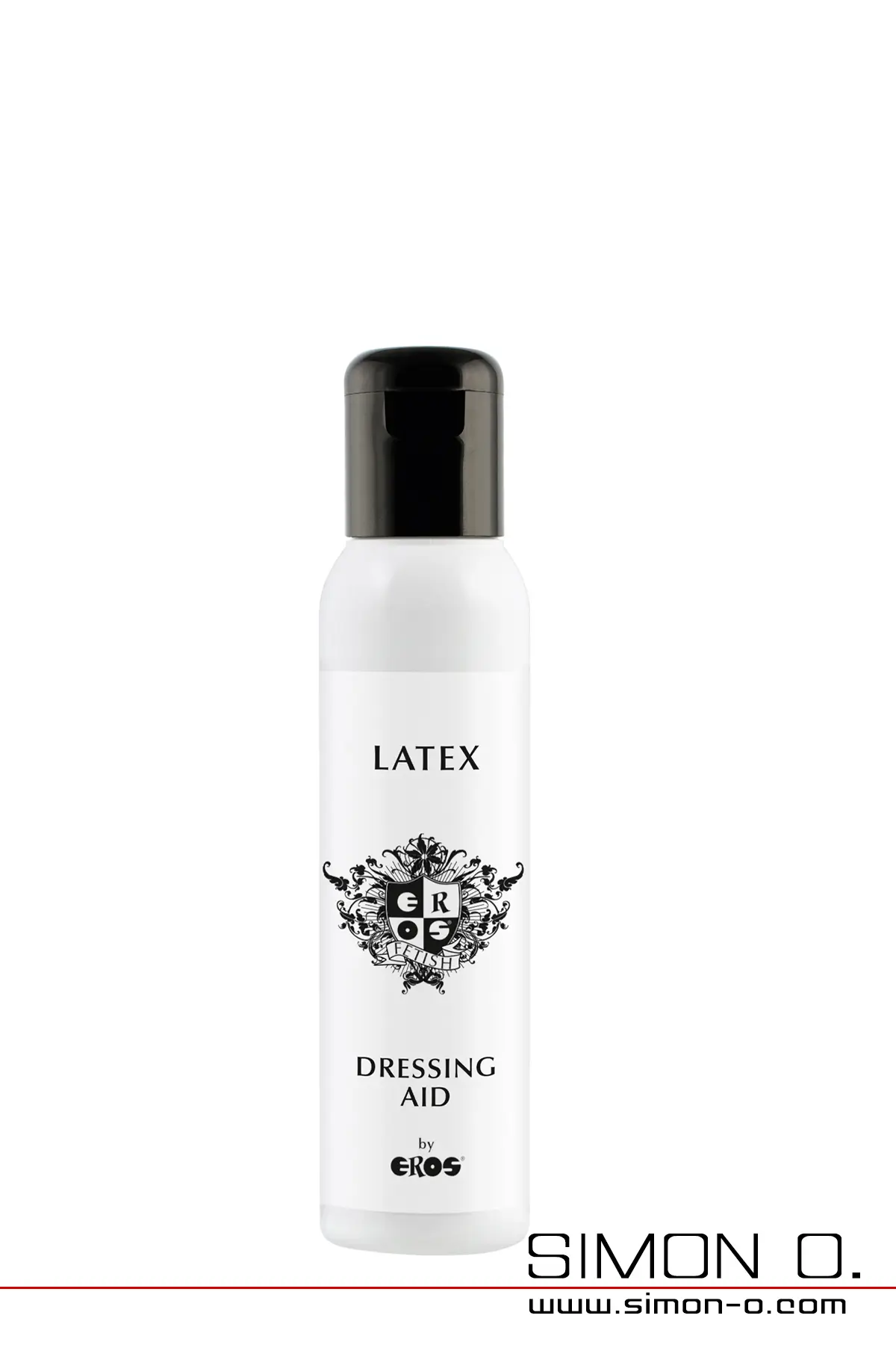 A white bottle with latex dressing aid
