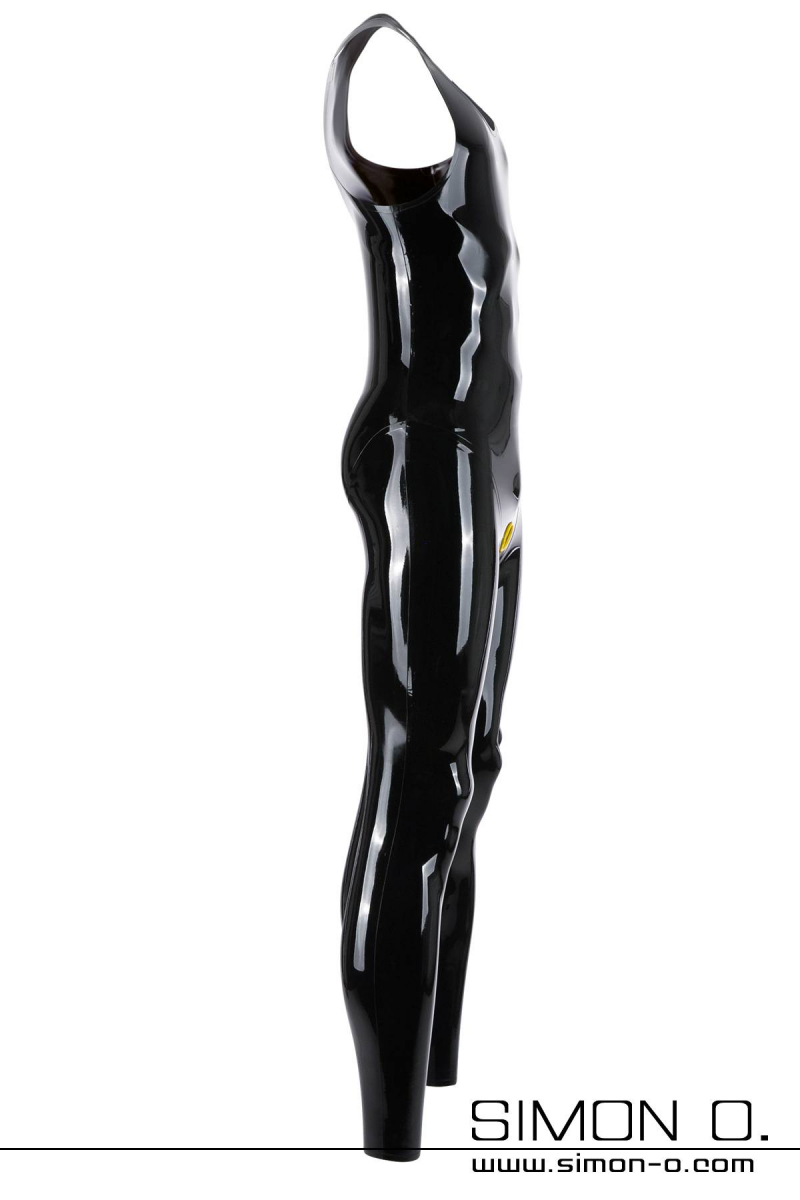 LatexaTrain for men in black with cock ring Shiny black Latexanzug for men with round neckline and cock ring