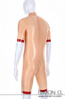 Preview: Latex Surf Suit short sleeve in skin color seen from behind