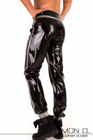 Vorschau: Latex Jogginghose für Herren mit Taschen in Schwarz mit Silber
