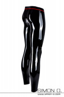 Preview: Shiny skintight latex leggings for men in black seen from behind
