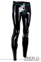 Preview: A skintight latex leggings in black with cock ring in a contrasting color