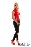 Preview: Ladies short sleeve latex shirt with separable zip This sexy skin-tight latex shirt is available in over 40 colours. In addition to your chosen latex shirt …