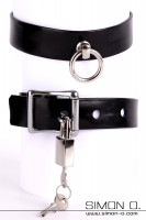 Preview: Black latex collar with O-ring lockable including lockable miniature padlock