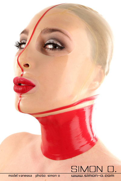 Thin latex mask with a hot seamed stockings look You can decide if your rubber hood shall feature eye and mouth openings or not.You choose the colour and …