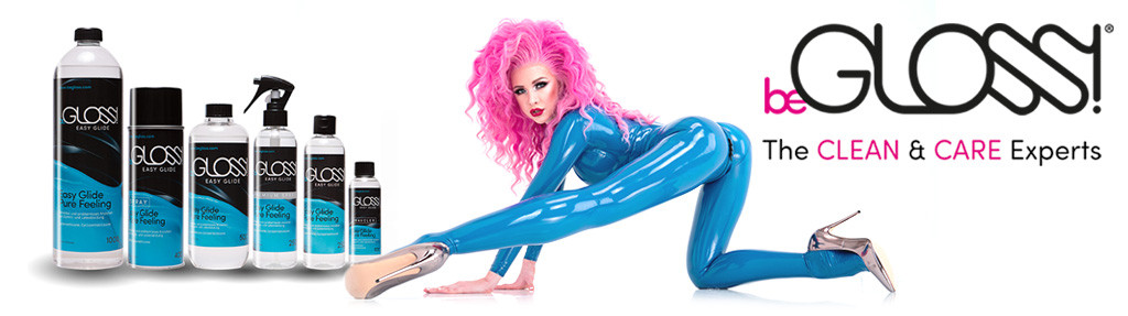 Latex Dressing Aid from beGloss with Shiny Latex Catsuit