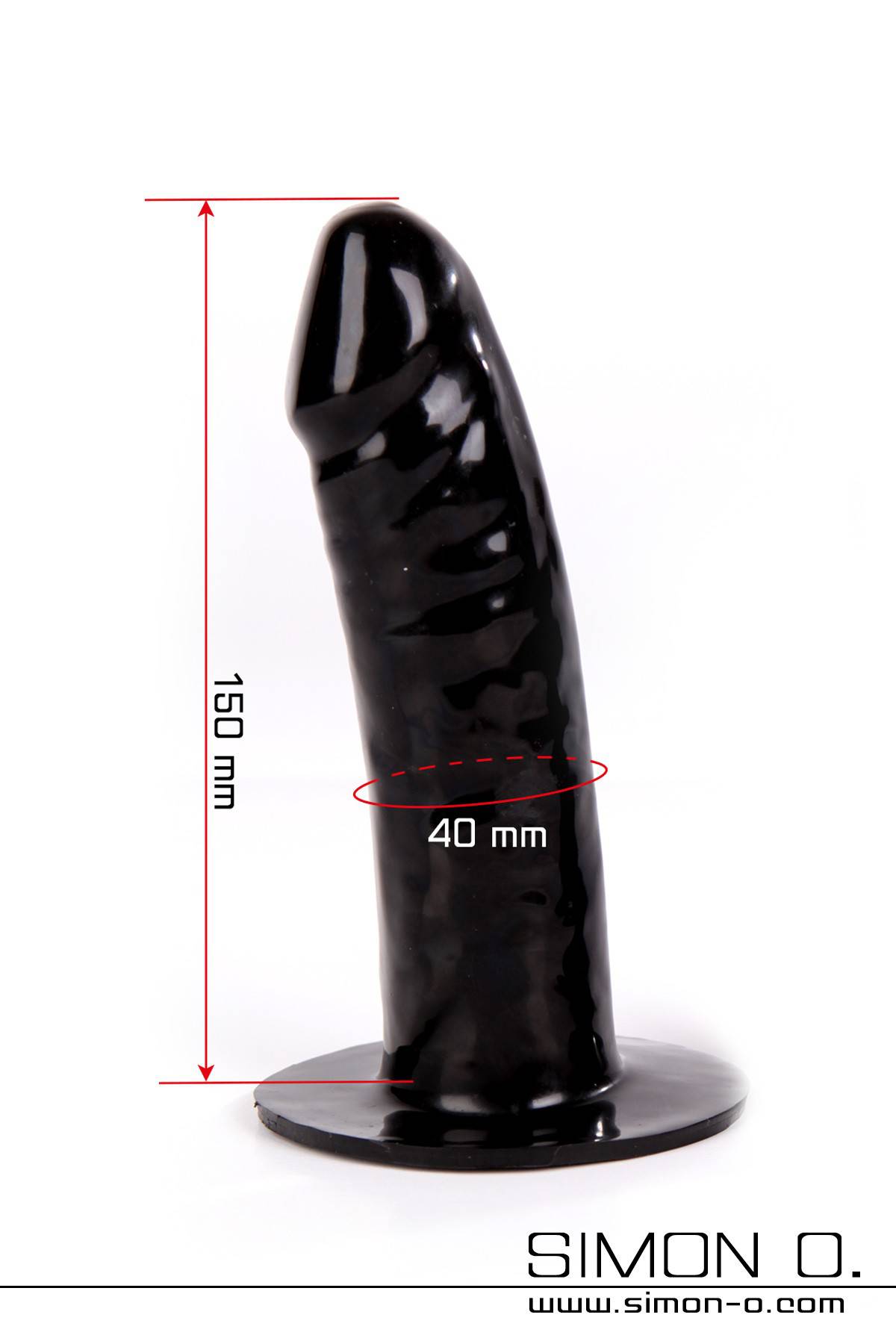 Medium sized latex dildo in black to glue into latex clothes