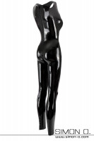 Preview: Sleeveless latex catsuit with neck entry and open crotch in black