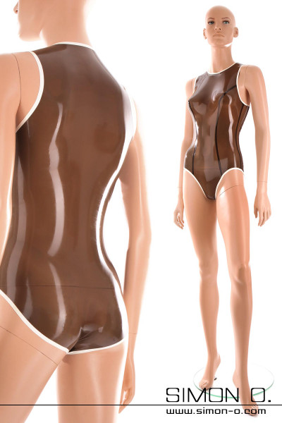 Shiny wetlook swimsuit made of transparent latex