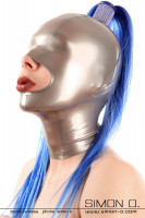 Preview: Blindfold latex mask prepaired for 1 hairpiece This model with a reinforced hole allows you to utilise our interchangeable hair pieces and tubes. This allows …