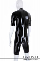 Vorschau: Latex Bodysuit in Schwarz mit kurzen Armen und Beinen von hinten gesehen