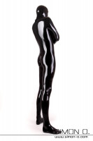 Preview: Skin tight Zentai latex catsuit for men in black with crotch zipper