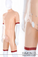 Preview: Latex surf suit with codpiece in skin color with short arms and legs