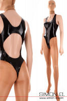 Vorschau: Schwarzer Latex Badeanzug mit sexy Rückenausschnitt und String