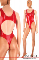 Preview: Red latex swimsuit with back cutout