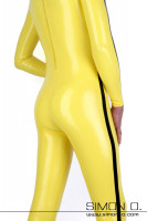Preview: Yellow skintight latex suit with Hanky Code stripes