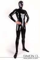 Preview: Skin tight full body latex catsuit for men with sock mask and zipper in crotch
