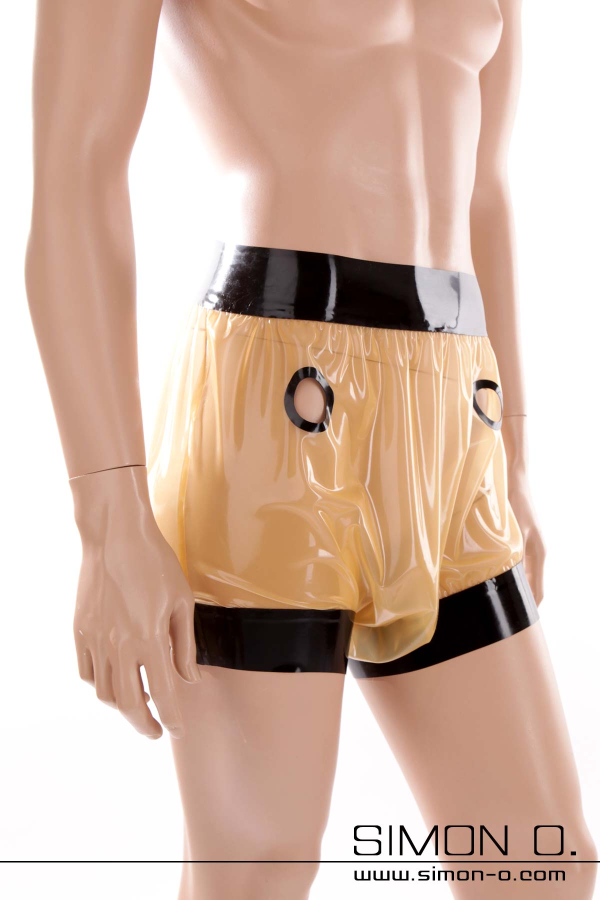 Latex diaper pants for golden shower in transparent with black