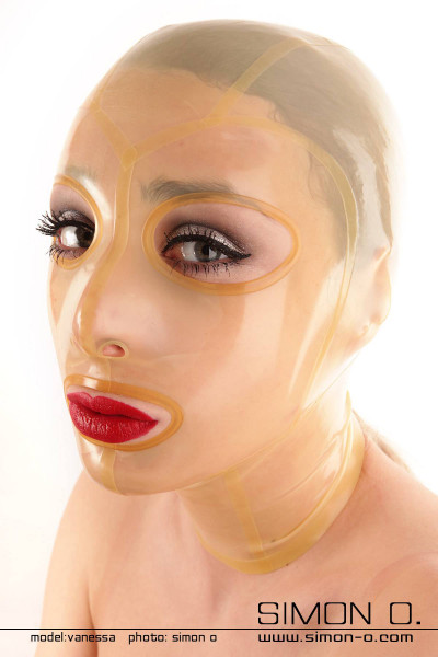 Transparente Latex Maske mit umrandeten Augen und Mund