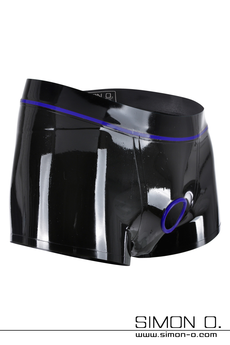Shiny latex shorts for men with built-in cock ring
