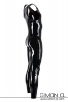 Preview: Skin tight latex suit in black for men with round neckline with cock ring