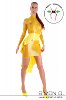 Preview: Long sleeve latex mini dress with integrated waist belt Sexy latex mini dress with skin tight fit. The integrated waist belt made of thick latex is made of …