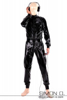 Preview: A man wearing a shiny loosely cut latex suit in black