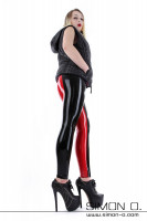 Preview: Skintight latex jodhpurs with zip in the cut area in the colour black with red