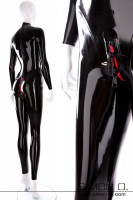 Preview: Black latex bondage catsuit with lockable zippers