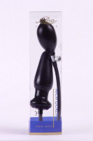 Preview: An anal plug made of black latex with pump and tube in a transparent packaging