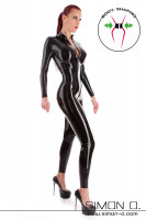 Preview: Skin tight latex catsuit with zip in front and incorporated corset in shiny black